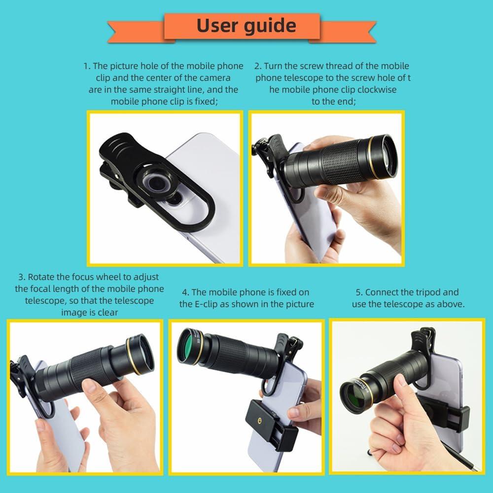 Kit Lente Telefoto Andoer 36X para Smartphone con Trípode