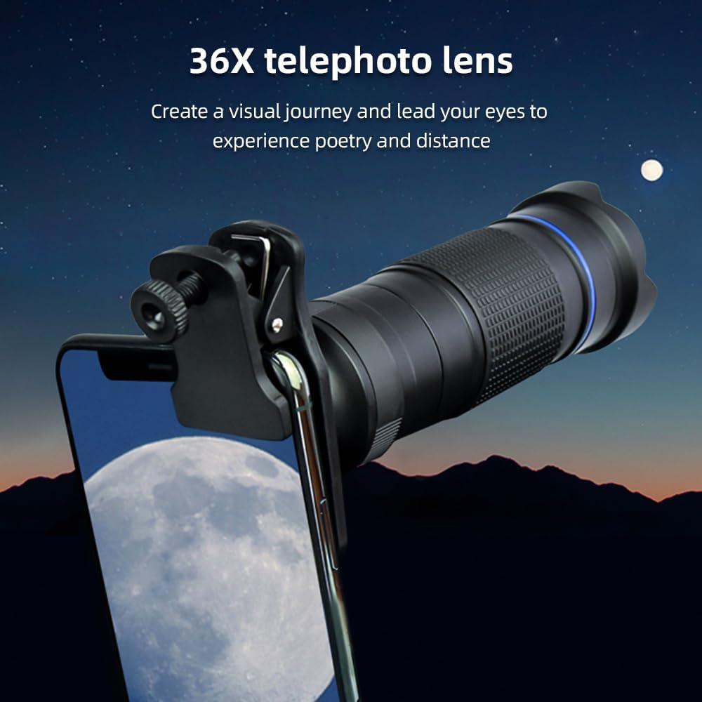 Kit Lente Telefoto Andoer 36X para Smartphone con Trípode