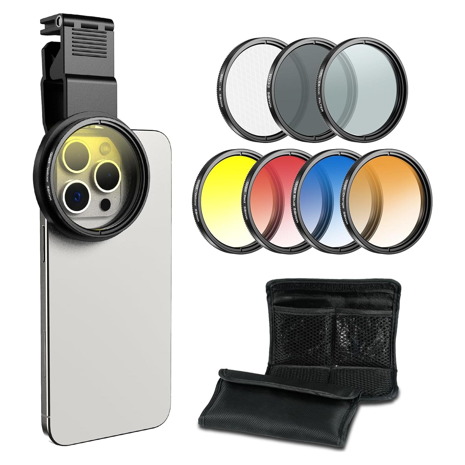 Kit de Filtros APEXEL 58mm para Teléfono Móvil - 7 Pcs