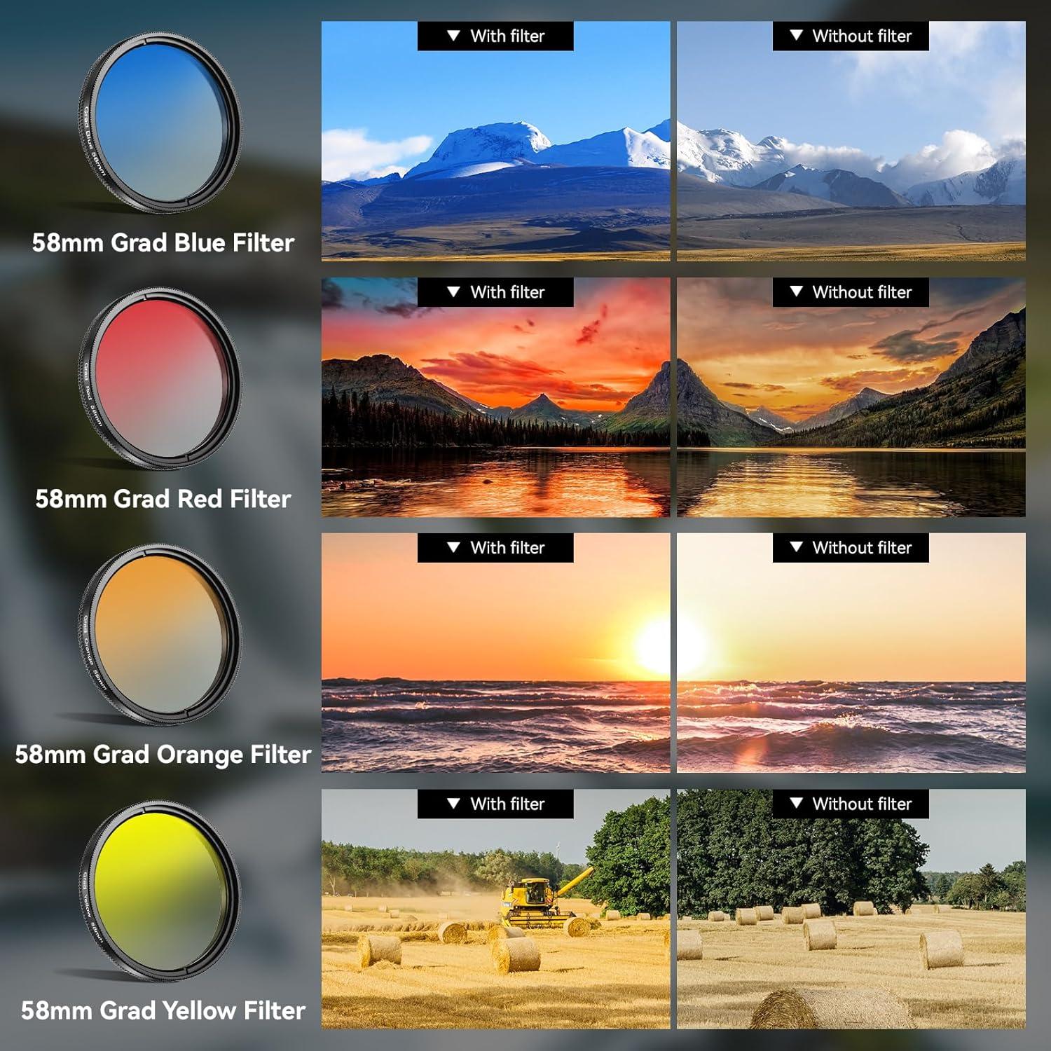 Kit de Filtros APEXEL 58mm para Teléfono Móvil - 7 Pcs