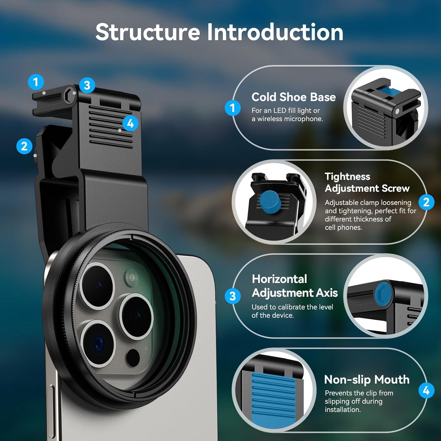 Kit de Filtros APEXEL 58mm para Teléfono Móvil - 7 Pcs