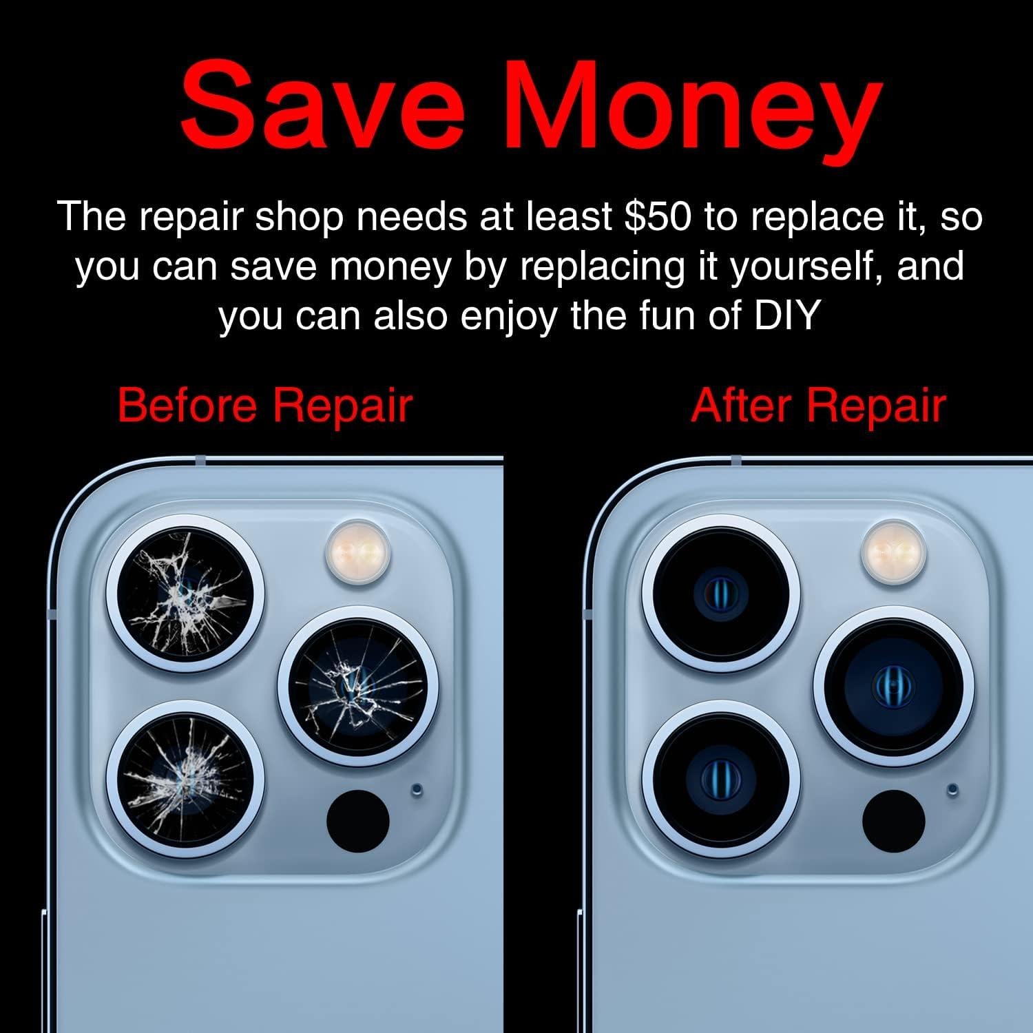 Cristal de Lente de Cámara Trasera ASDAWN para iPhone 13 Pro/Max