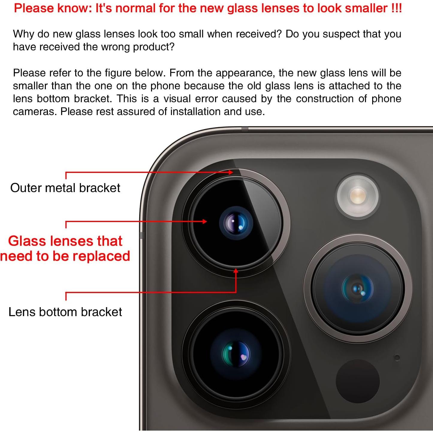 Cristal de Lente de Cámara Trasera ASDAWN para iPhone 13 Pro/Max