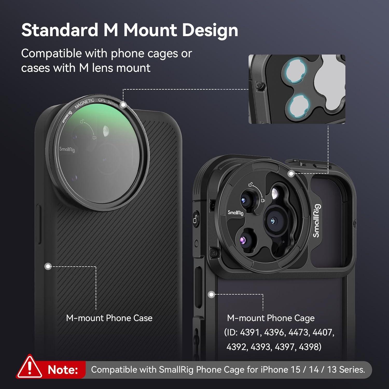 Filtro Polarizador Circular Magnético 52mm SMALLRIG para iPhone 15