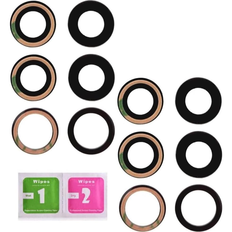 Kit 2 Sets Lente de Cámara Trasera Vidrio Negro para iPhone 11 Pro/Max