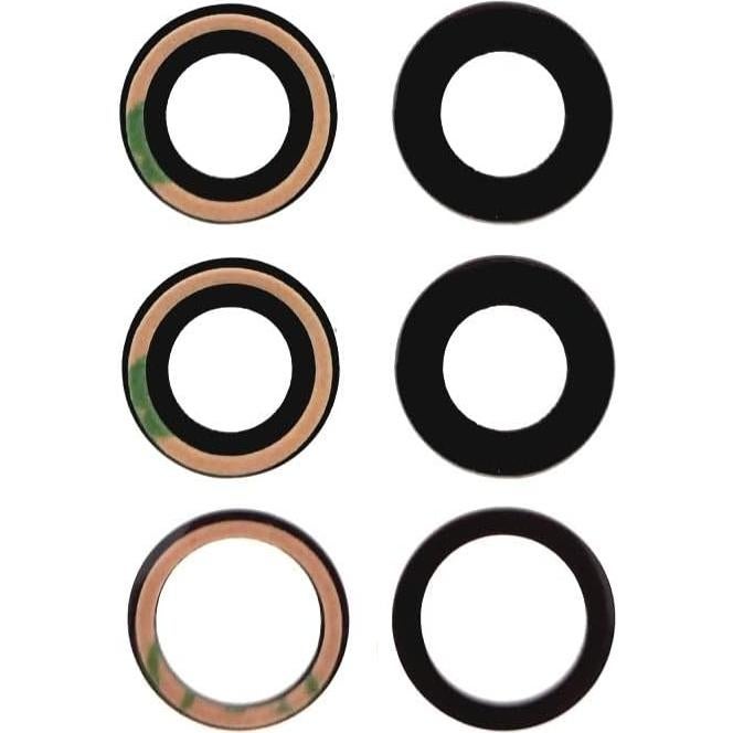 Kit 2 Sets Lente de Cámara Trasera Vidrio Negro para iPhone 11 Pro/Max