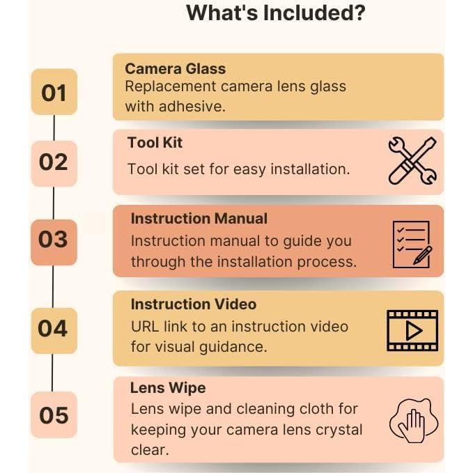 Kit 2 Sets Lente de Cámara Trasera Vidrio Negro para iPhone 11 Pro/Max