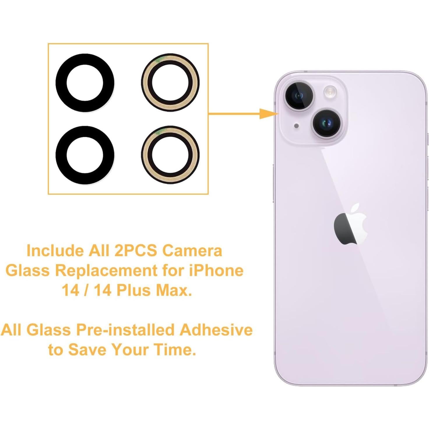 Reemplazo Lente de Cristal Cámara Trasera iPhone 14/14 Plus