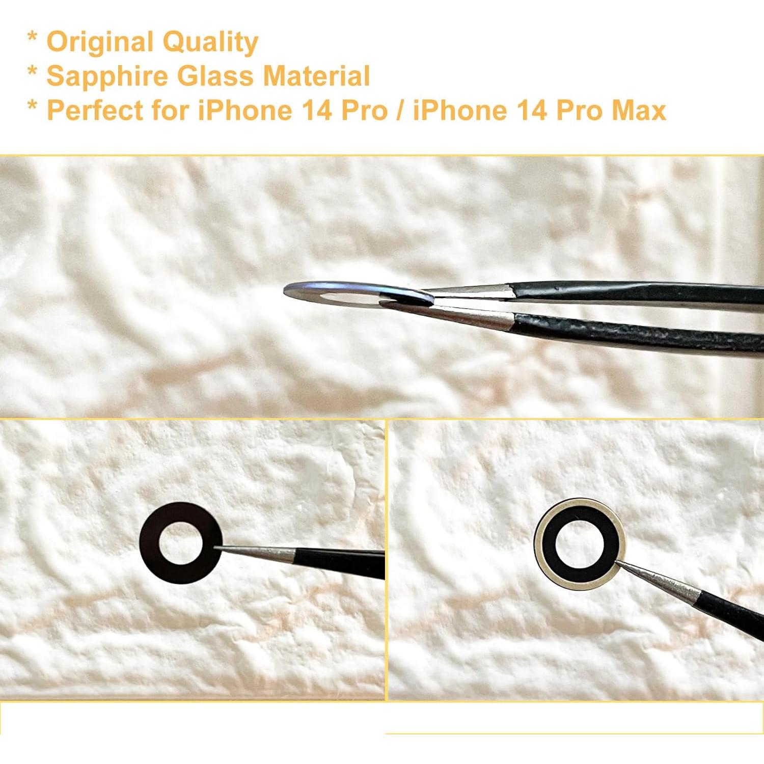 Reemplazo Lente de Cámara Cristal Zafiro iPhone 14 Pro/Max