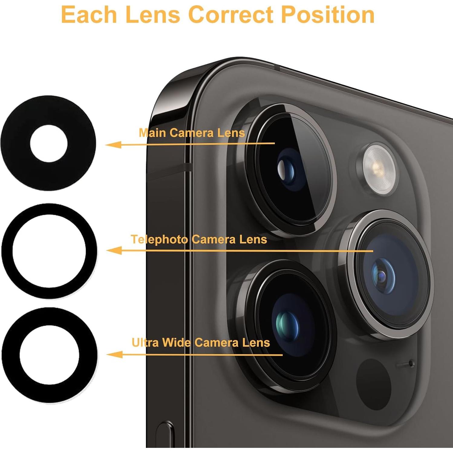 Reemplazo Lente de Cámara Cristal Zafiro iPhone 14 Pro/Max