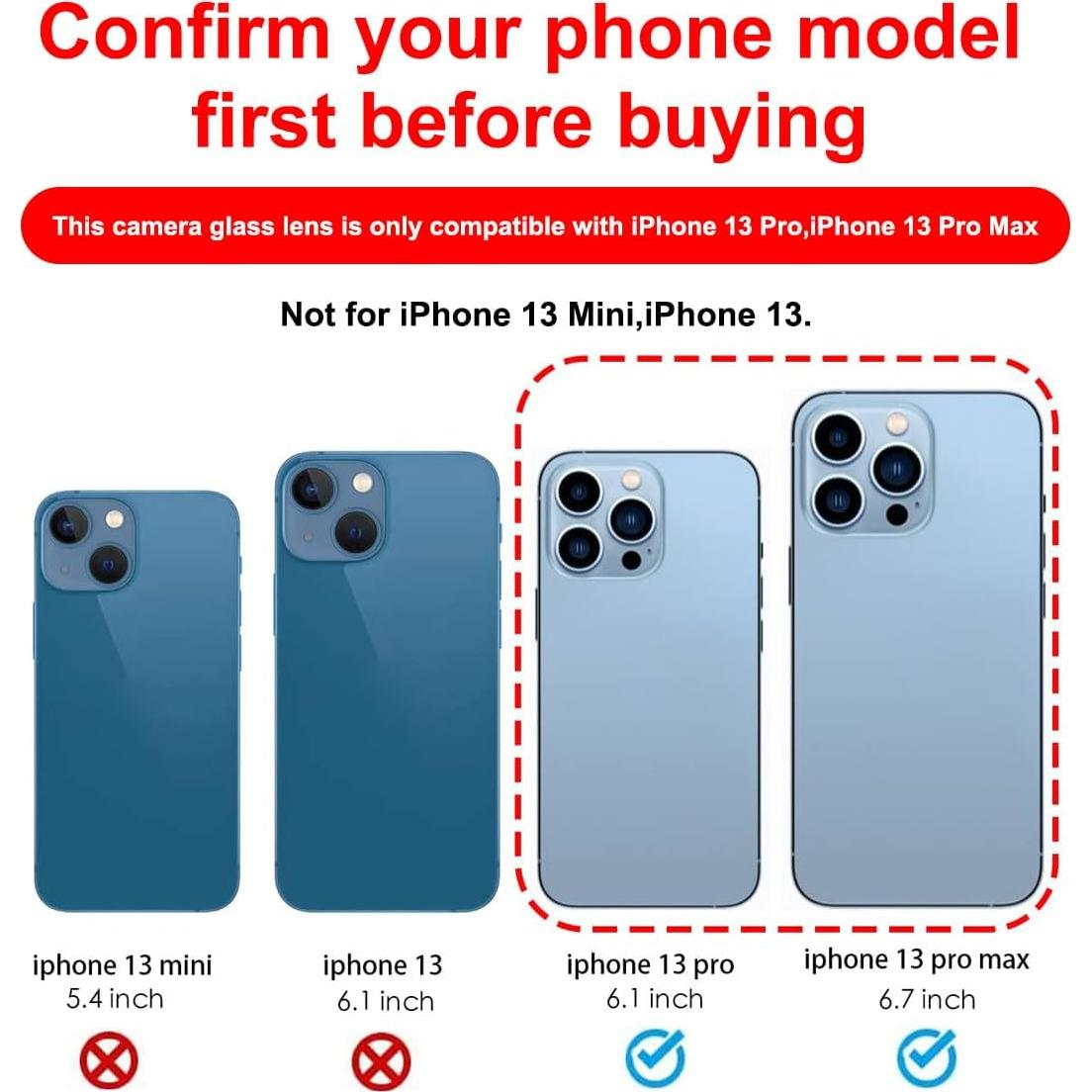 Juego de Reemplazo de Cristal de Lente para iPhone 13 Pro/Max