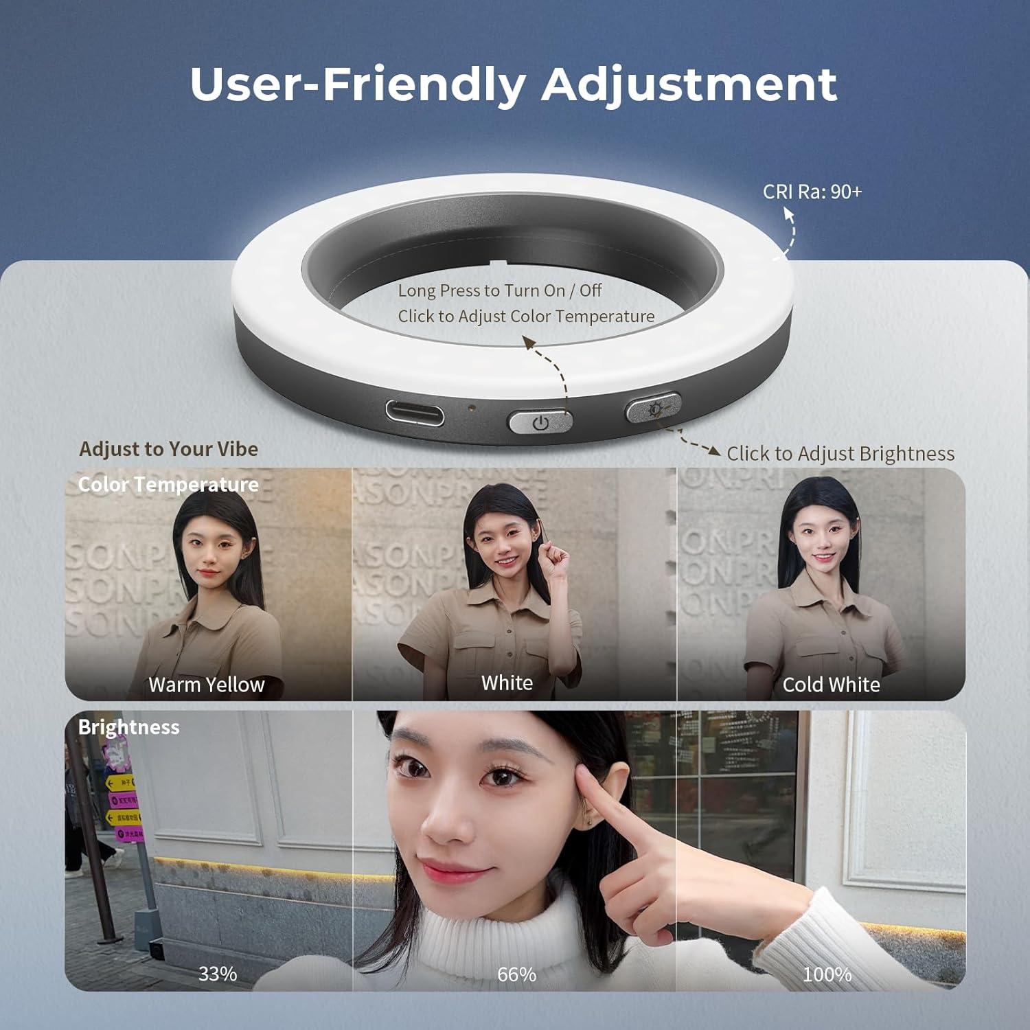 Luz LED de Anillo Bi-Color SmallRig Vibe P30 67mm 3W