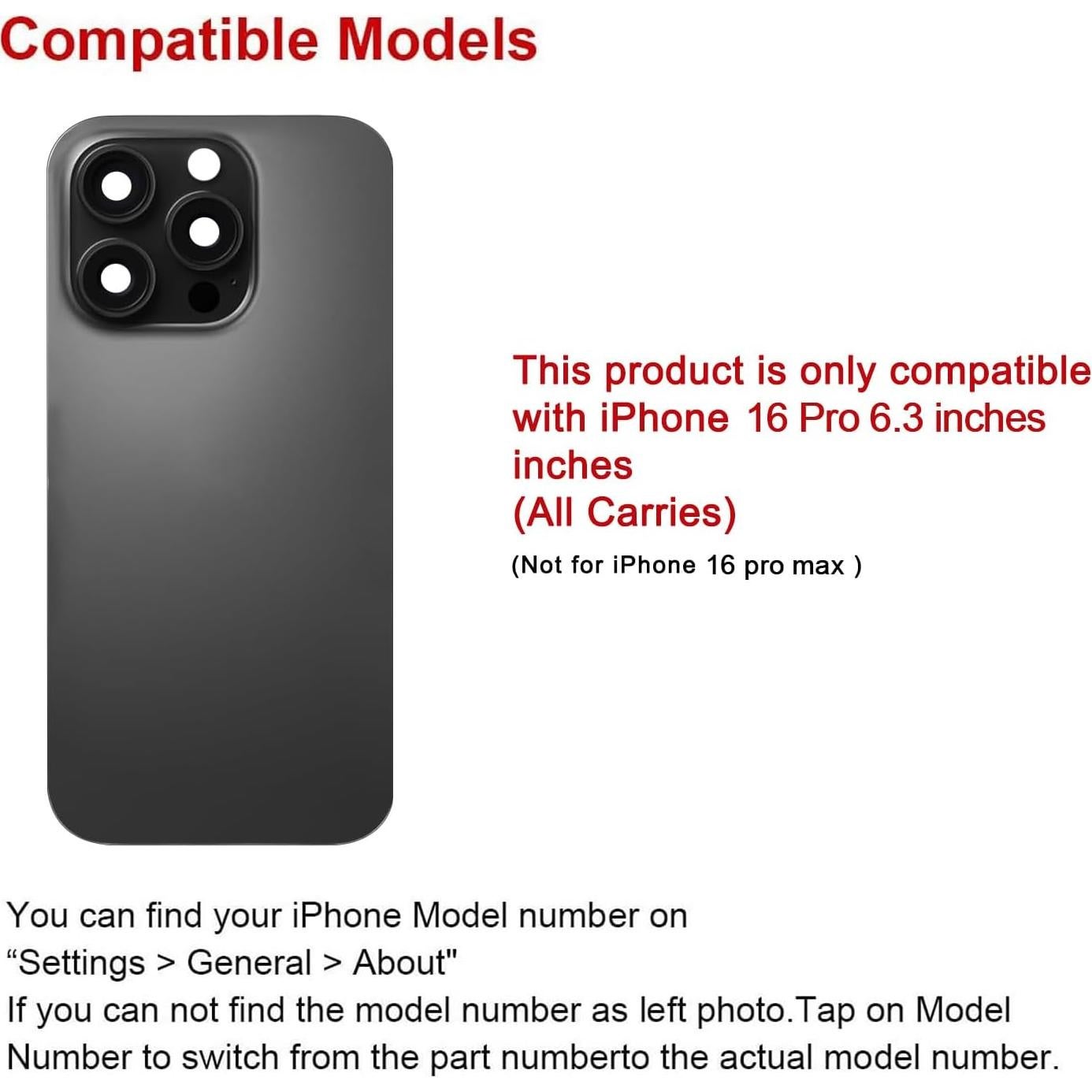 Reemplazo Cristal Trasero iPhone 16 Pro Titanio Negro + Kit Herramientas