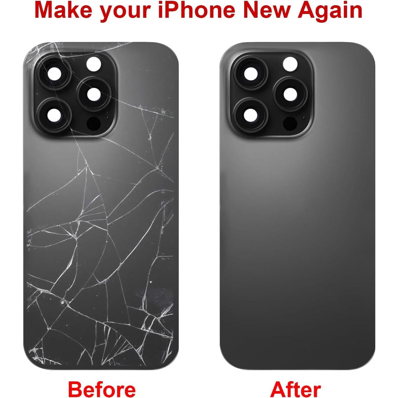 Reemplazo Cristal Trasero iPhone 16 Pro Titanio Negro + Kit Herramientas