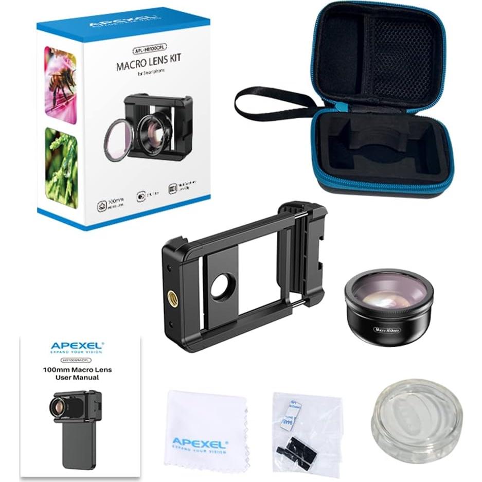 Kit Lente Macro 100mm 10X HD + Filtro CPL para Smartphones