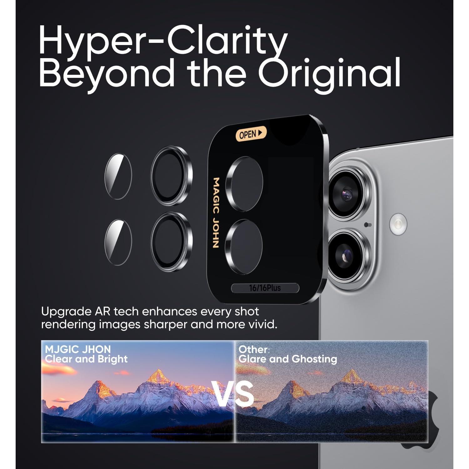 Protector de Lente de Cámara MAGIC JOHN para iPhone 16 Plus - Vidrio Templado 9H