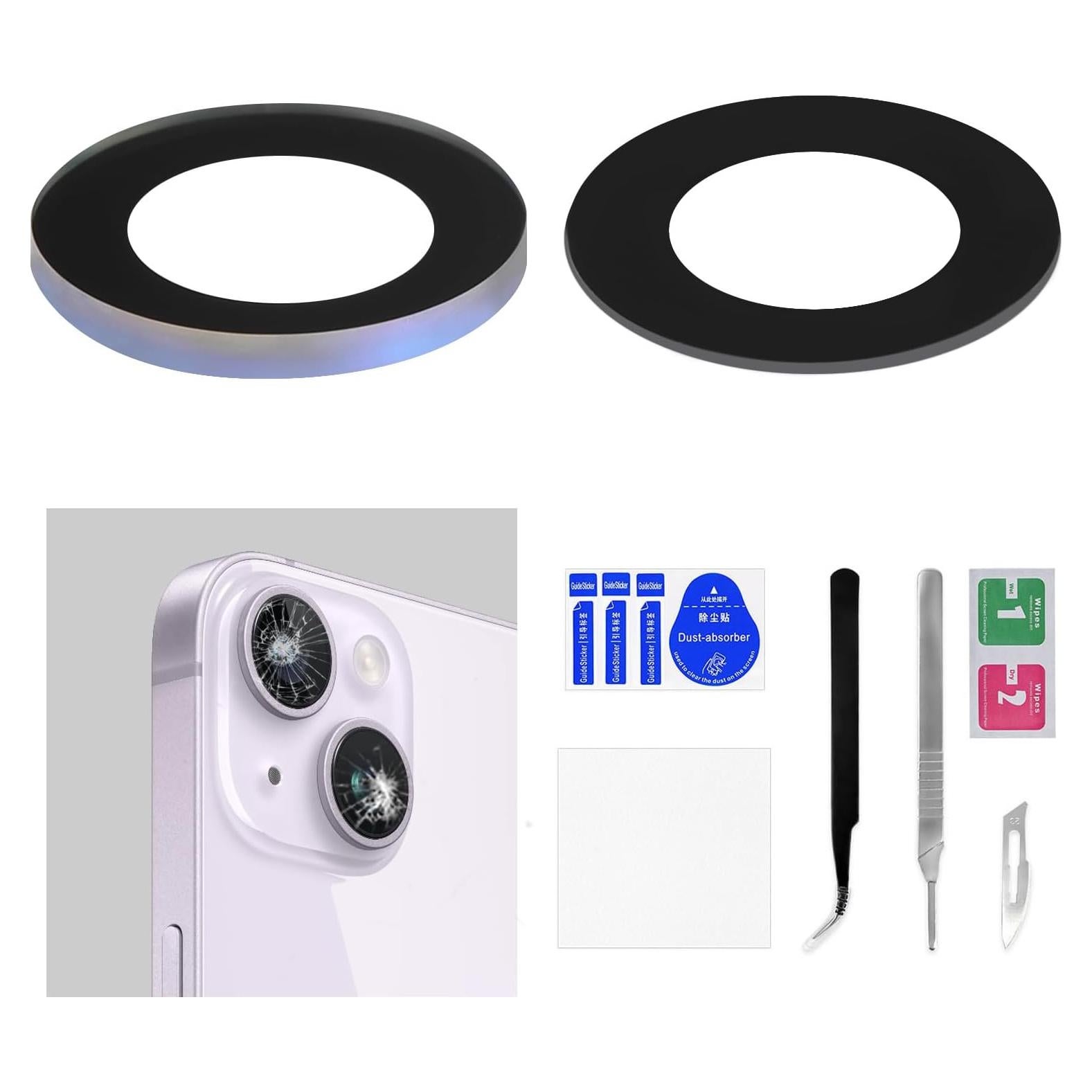 Reemplazo Lente Cámara Trasera OEM para iPhone 14 Plus - 2 Piezas