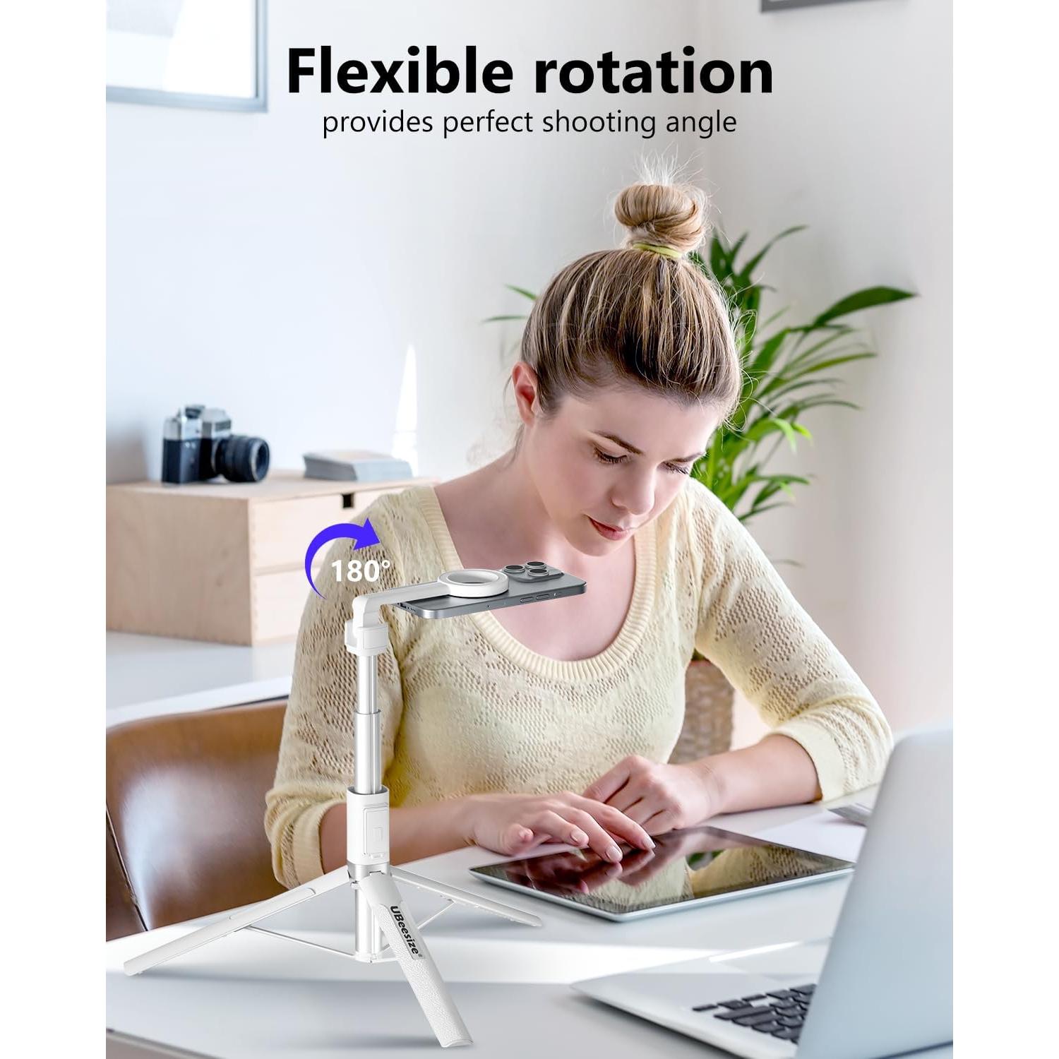 Trípode Magnético UBeesize Blanco 64" para iPhone/Android