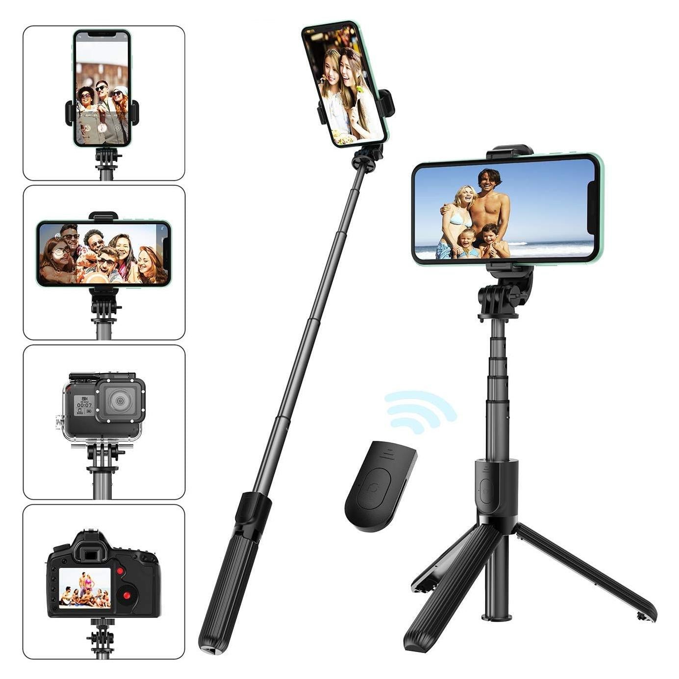 Trípode de Selfie Allllllon 3 en 1 Extensible 82 cm Negro