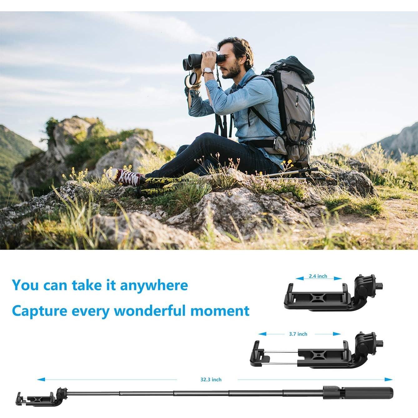 Trípode de Selfie Allllllon 3 en 1 Extensible 82 cm Negro