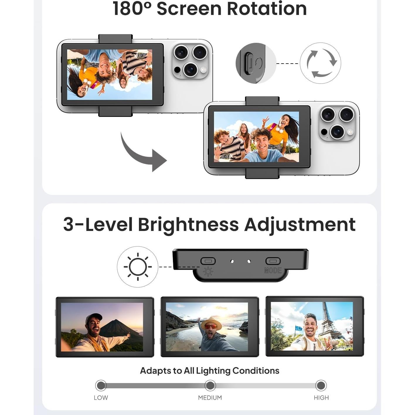 Monitor Selfie Eyoyo K-V039 4K 30fps con Control Remoto