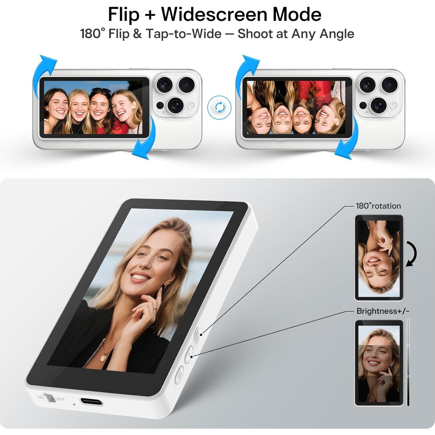 Monitor Selfie Vlog Inalámbrico Henrety Blanco 1800mAh