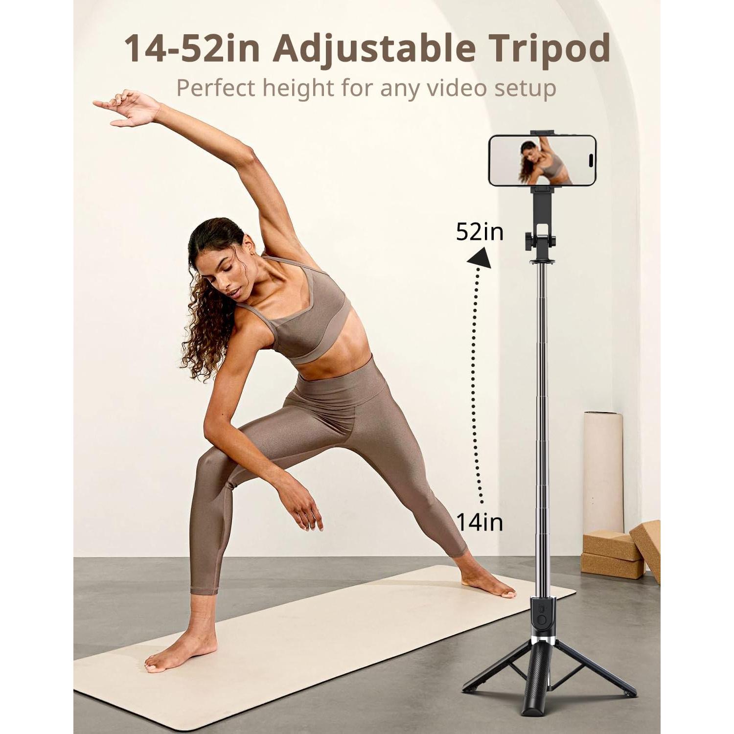 Trípode Extensible UBeesize 132 cm con Control Remoto para Selfie