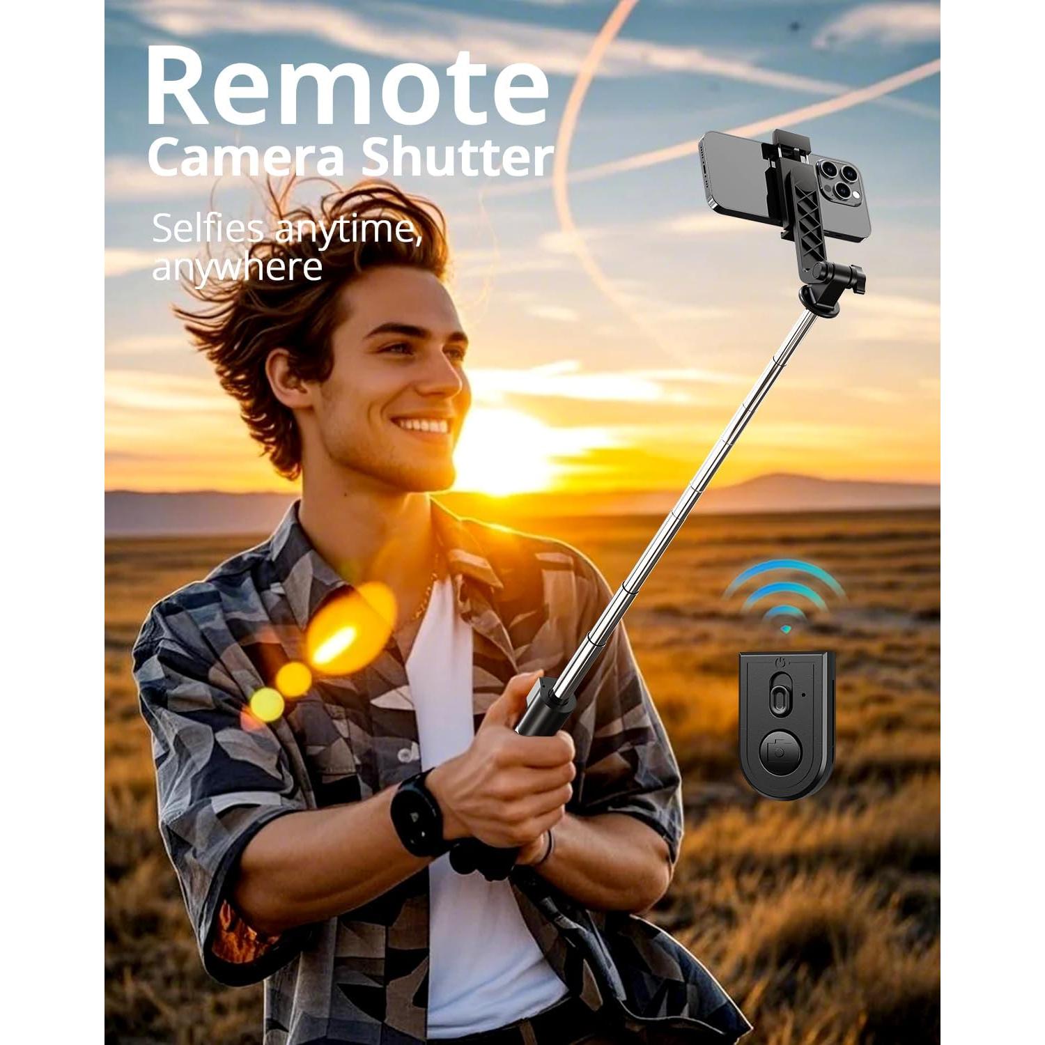 Trípode Extensible UBeesize 132 cm con Control Remoto para Selfie