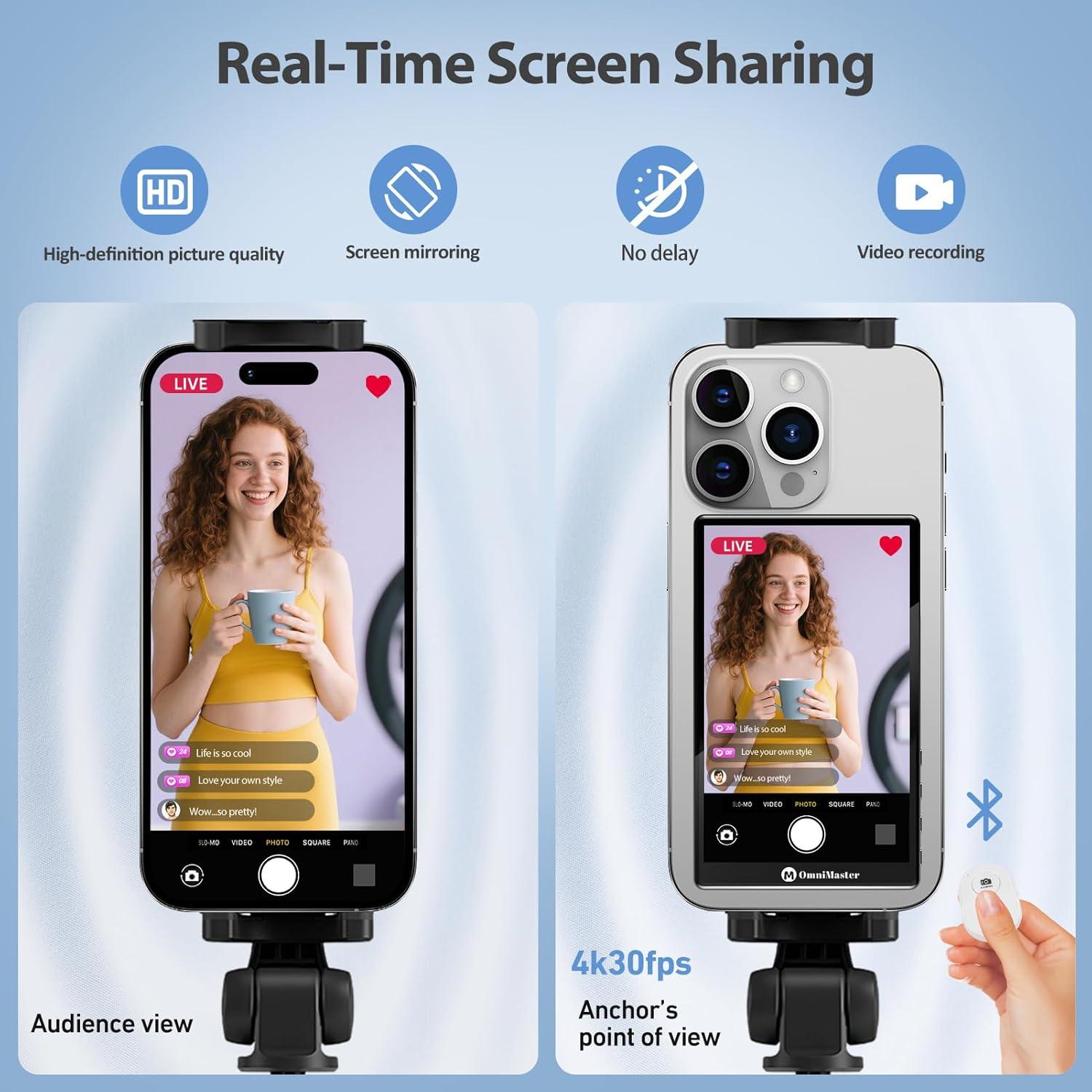 Monitor Trasero 4K30FPS OmniMaster para Selfies iPhone/Android