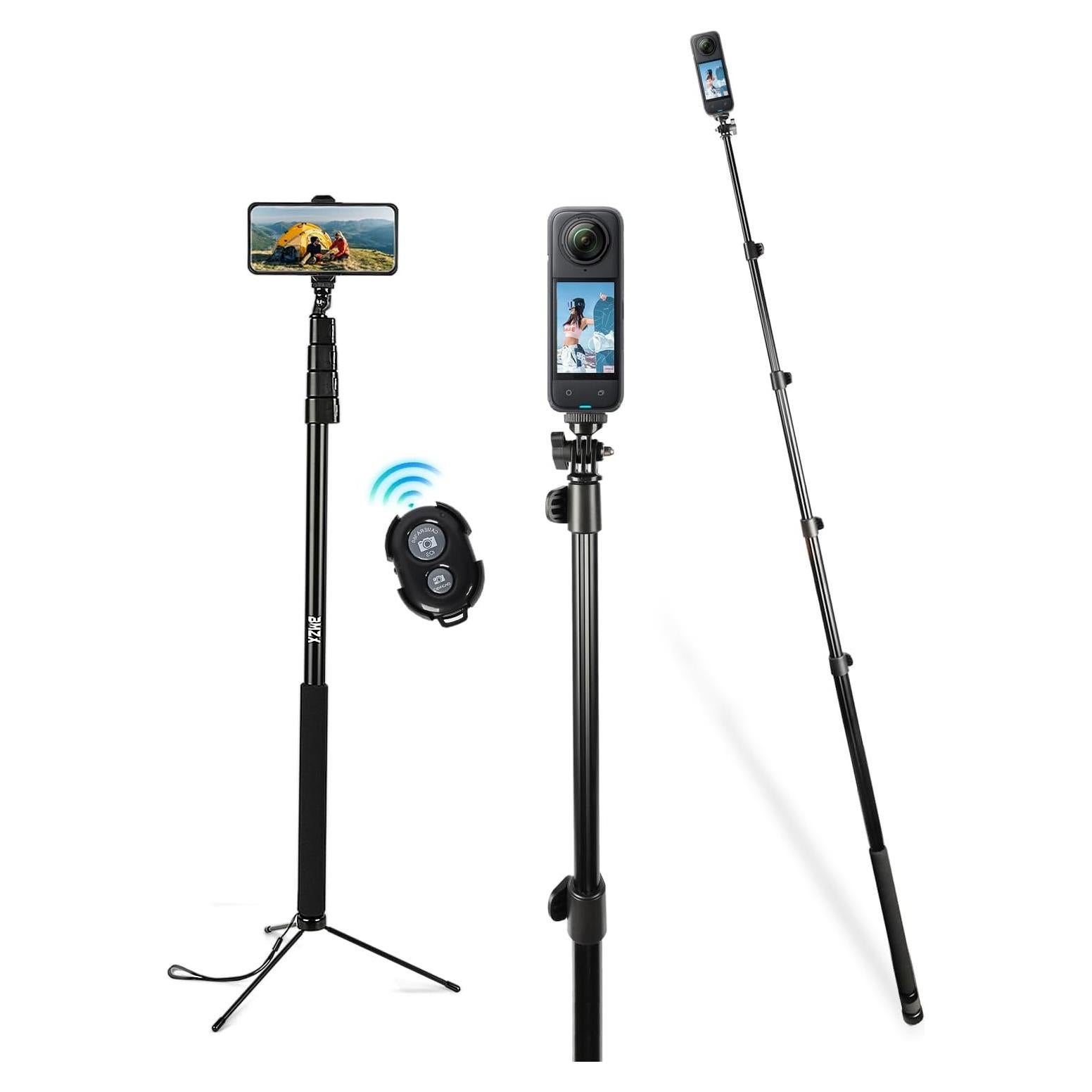 BMZX 118" Long Selfie Stick for 360 Cameras GoPro,9.8ft with Wireless Remote, Selfie Stick for iPhone, Android, Fit for Insta360 X5, X4, GoPro,DJI Action 5 Pro Osmo Pocket 3(29 to 118")