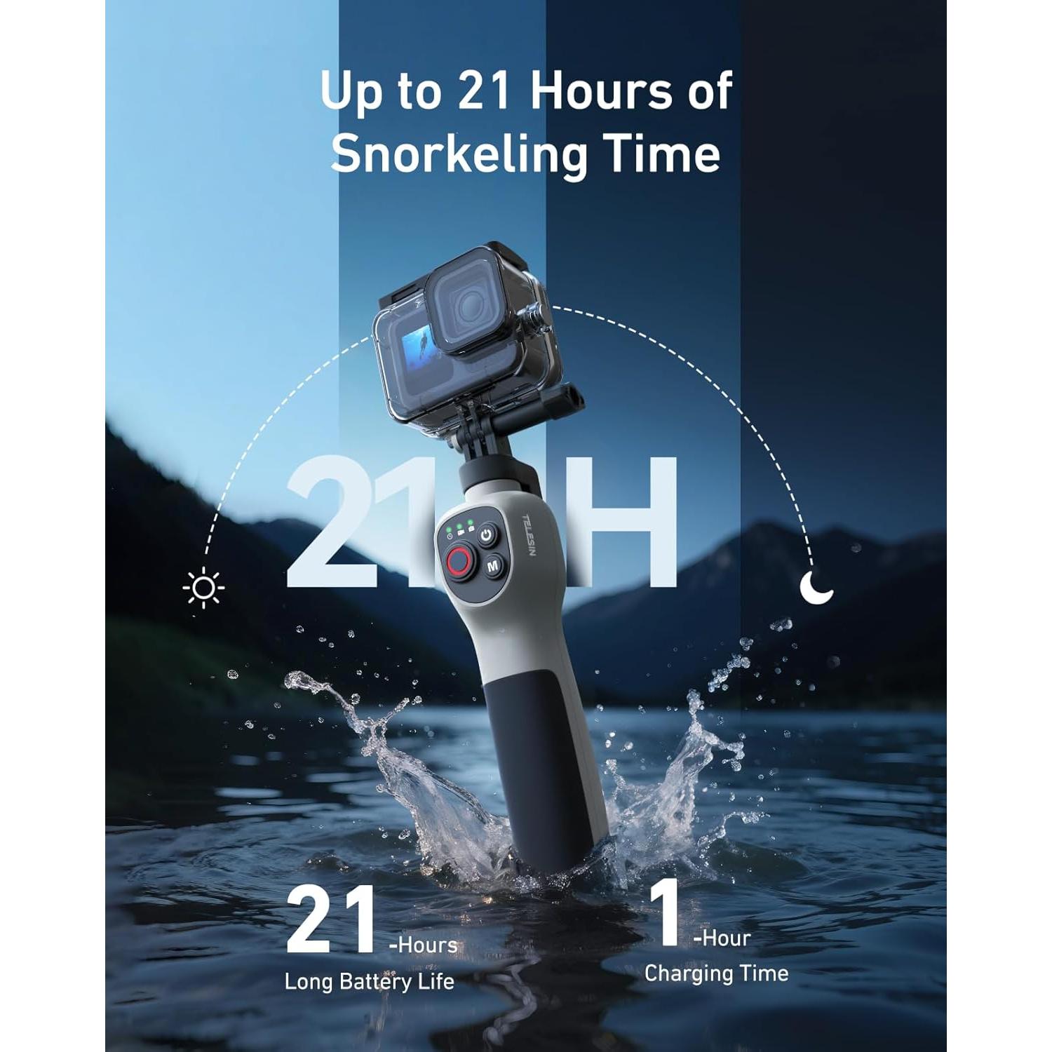 Palanca de Selfie Submarina TELESIN 84cm Bluetooth para GoPro