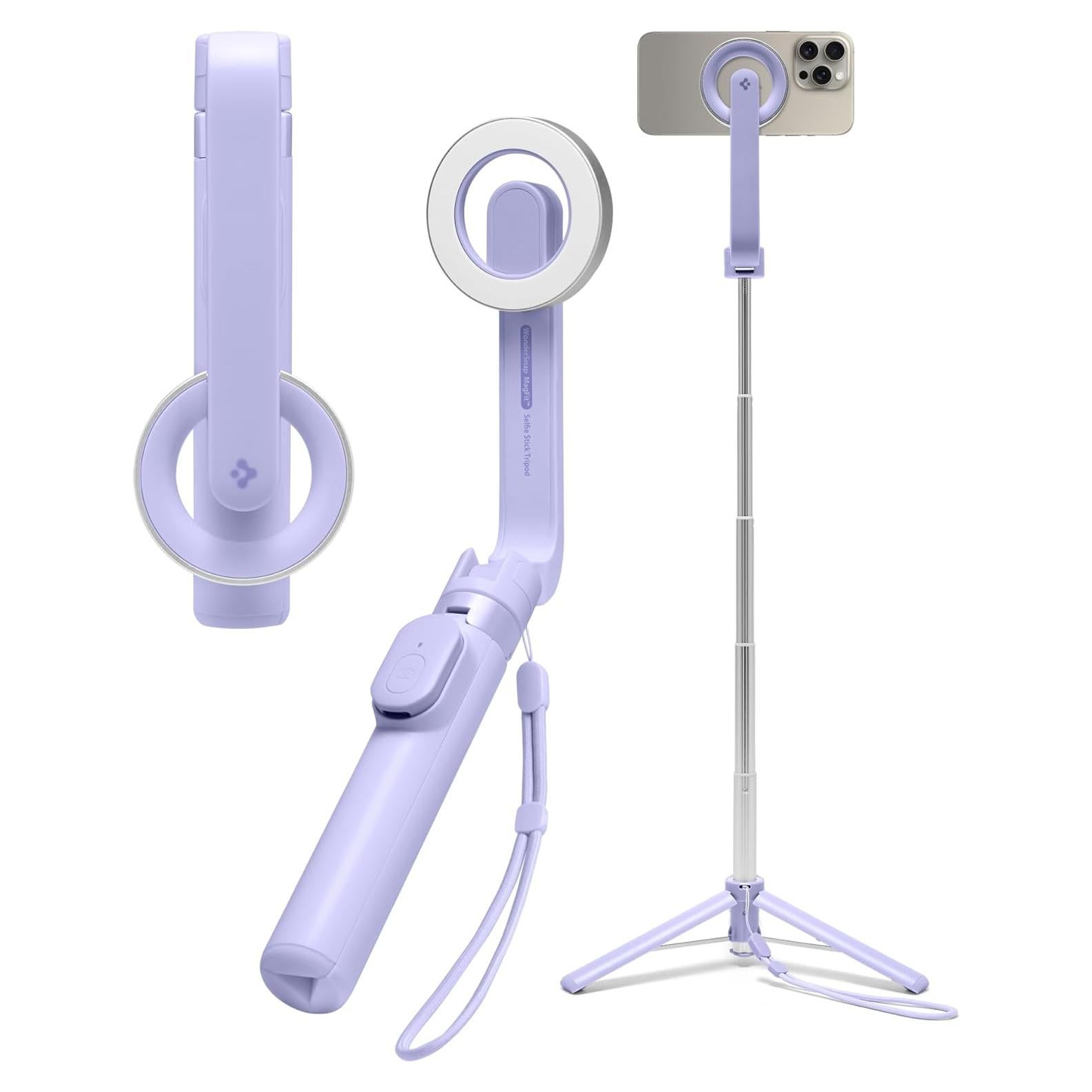 Selfie Stick Tripod Spigen MagSafe 61 cm Control Remoto Lavanda
