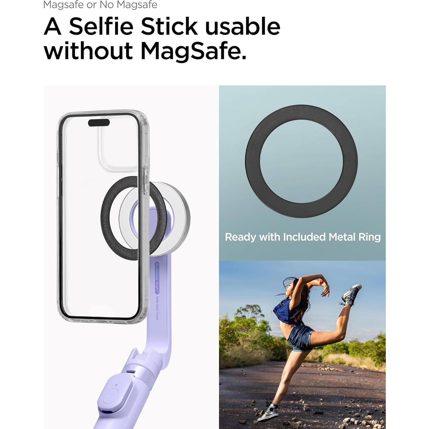 Selfie Stick Tripod Spigen MagSafe 61 cm Control Remoto Lavanda