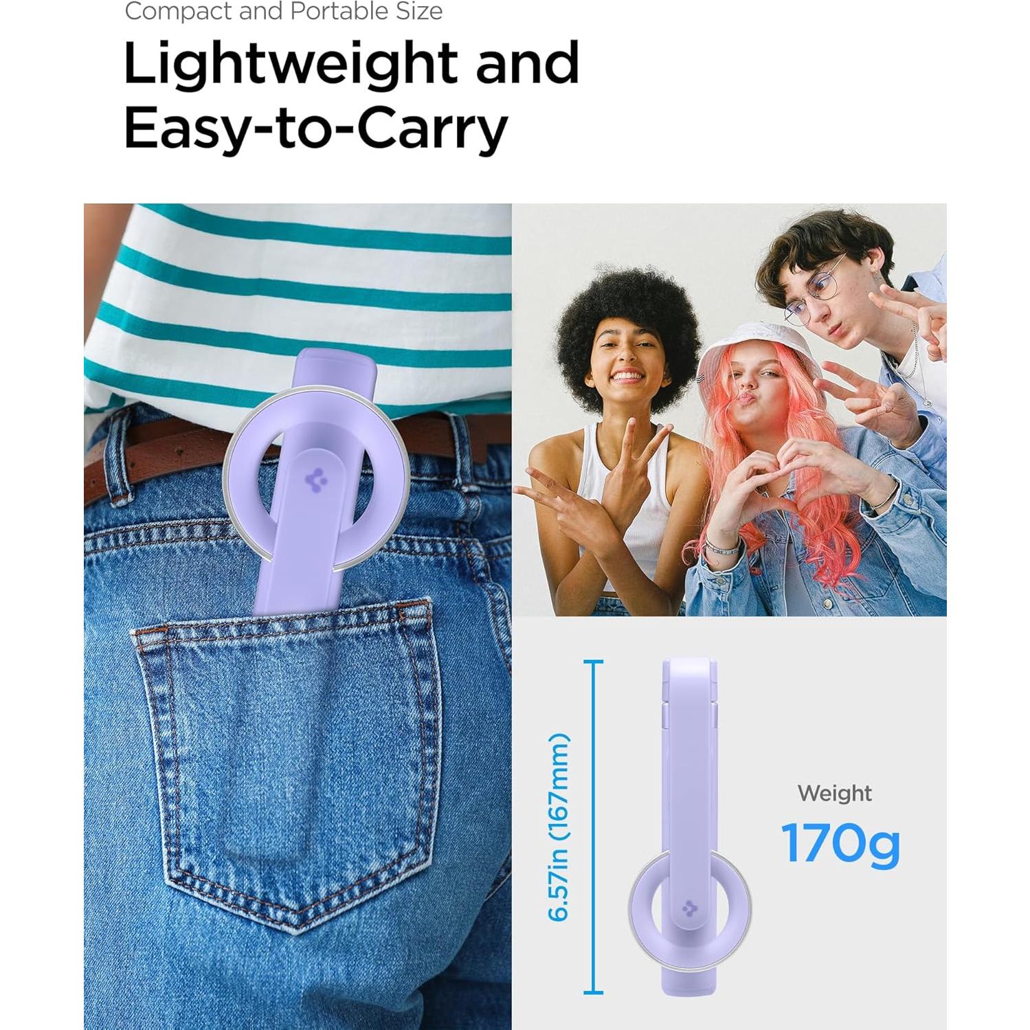 Selfie Stick Tripod Spigen MagSafe 61 cm Control Remoto Lavanda