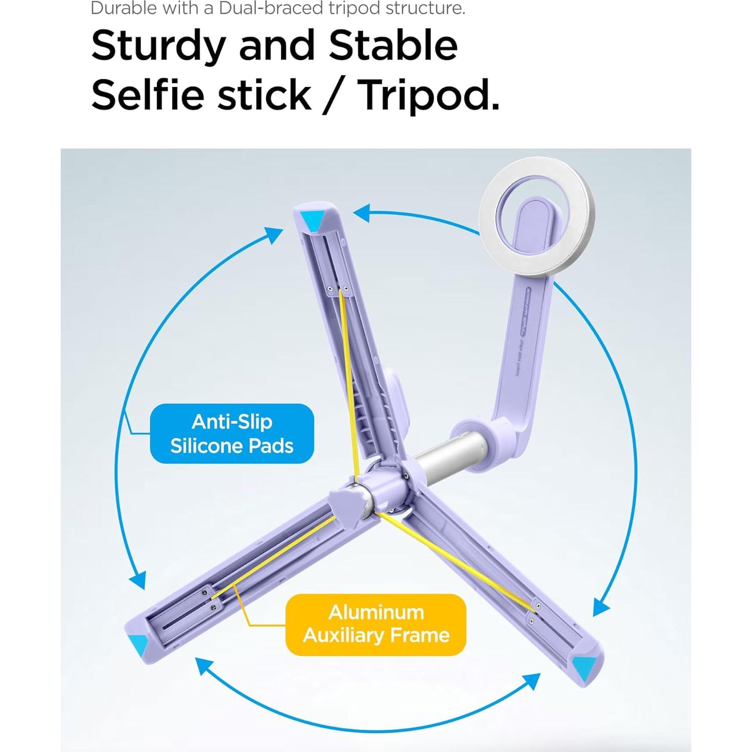 Selfie Stick Tripod Spigen MagSafe 61 cm Control Remoto Lavanda