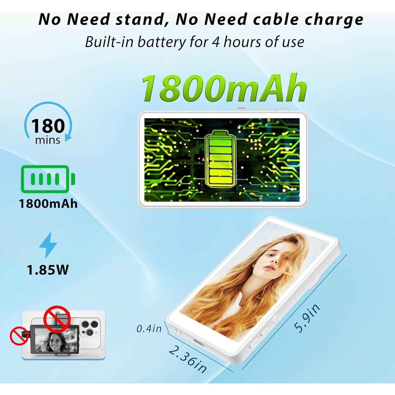 Monitor de Selfie Inalámbrico 4K SHEEVONIX Blanco para Vlogs