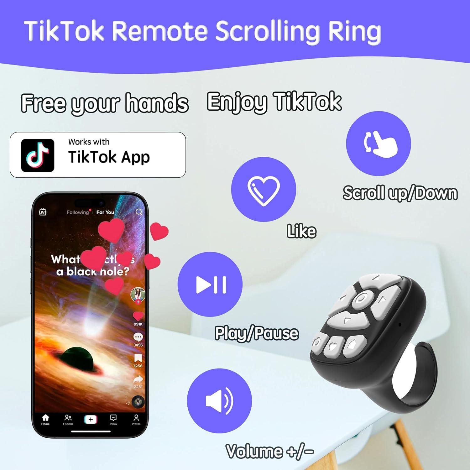Control Remoto Inalámbrico NOVZIX para TikTok y Cámara - Negro