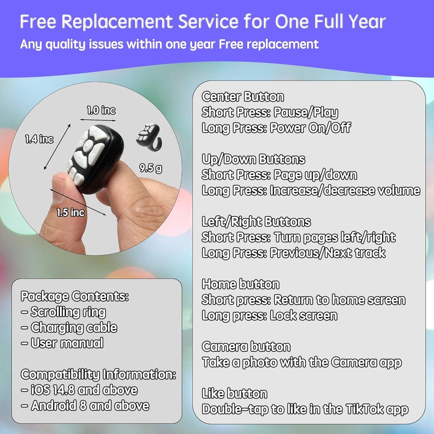 Control Remoto Inalámbrico NOVZIX para TikTok y Cámara - Negro