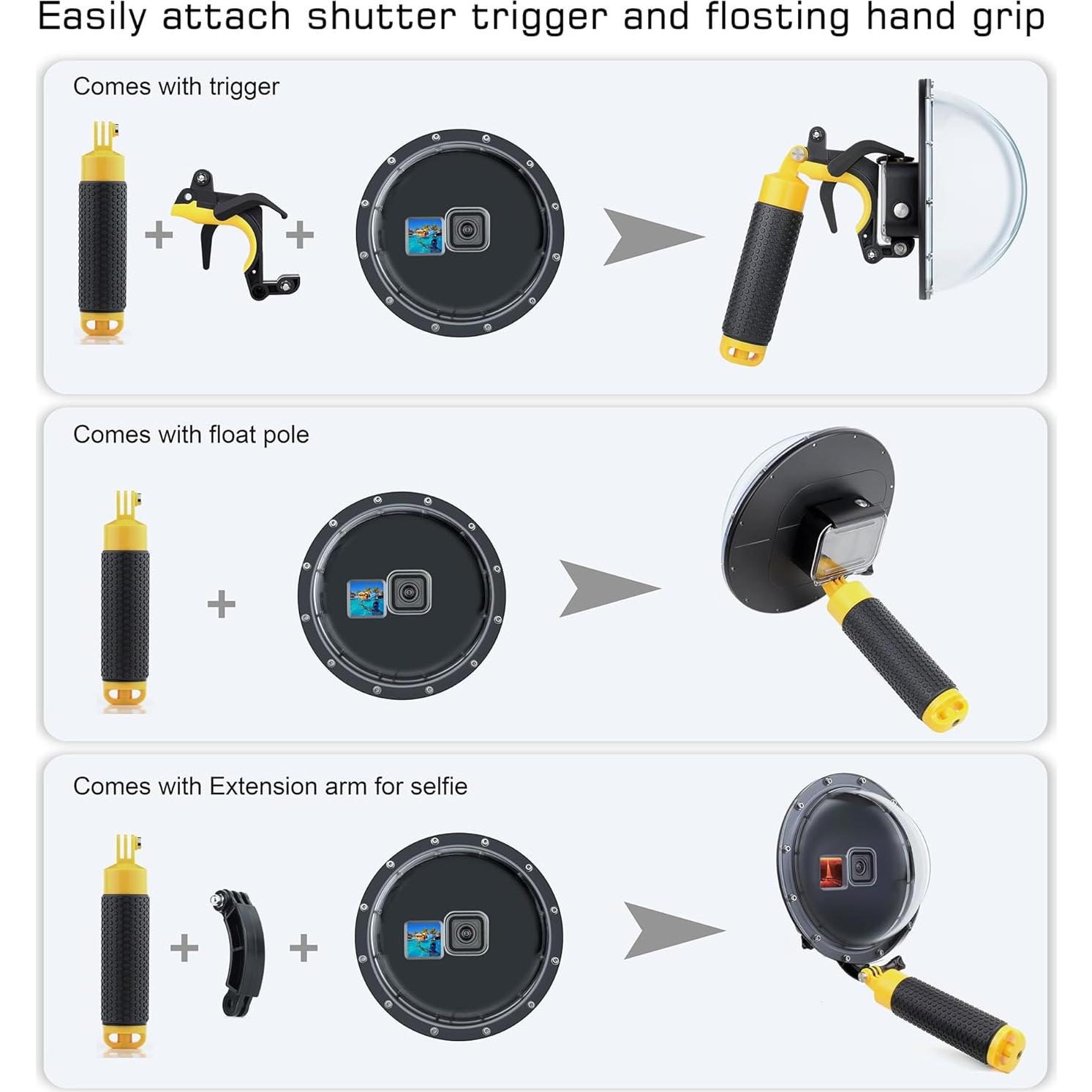 Puerto de cúpula impermeable GEPULY para GoPro Hero 9-13