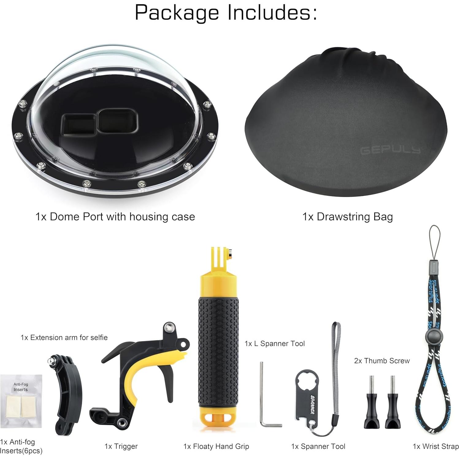 Puerto de cúpula impermeable GEPULY para GoPro Hero 9-13