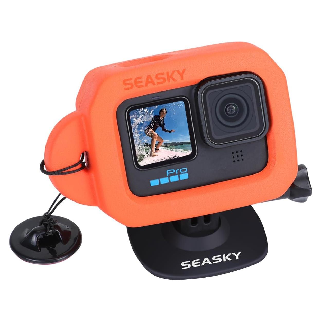 Funda Flotante SEASKY para GoPro Hero 12/11/10/9 + Base Adhesiva