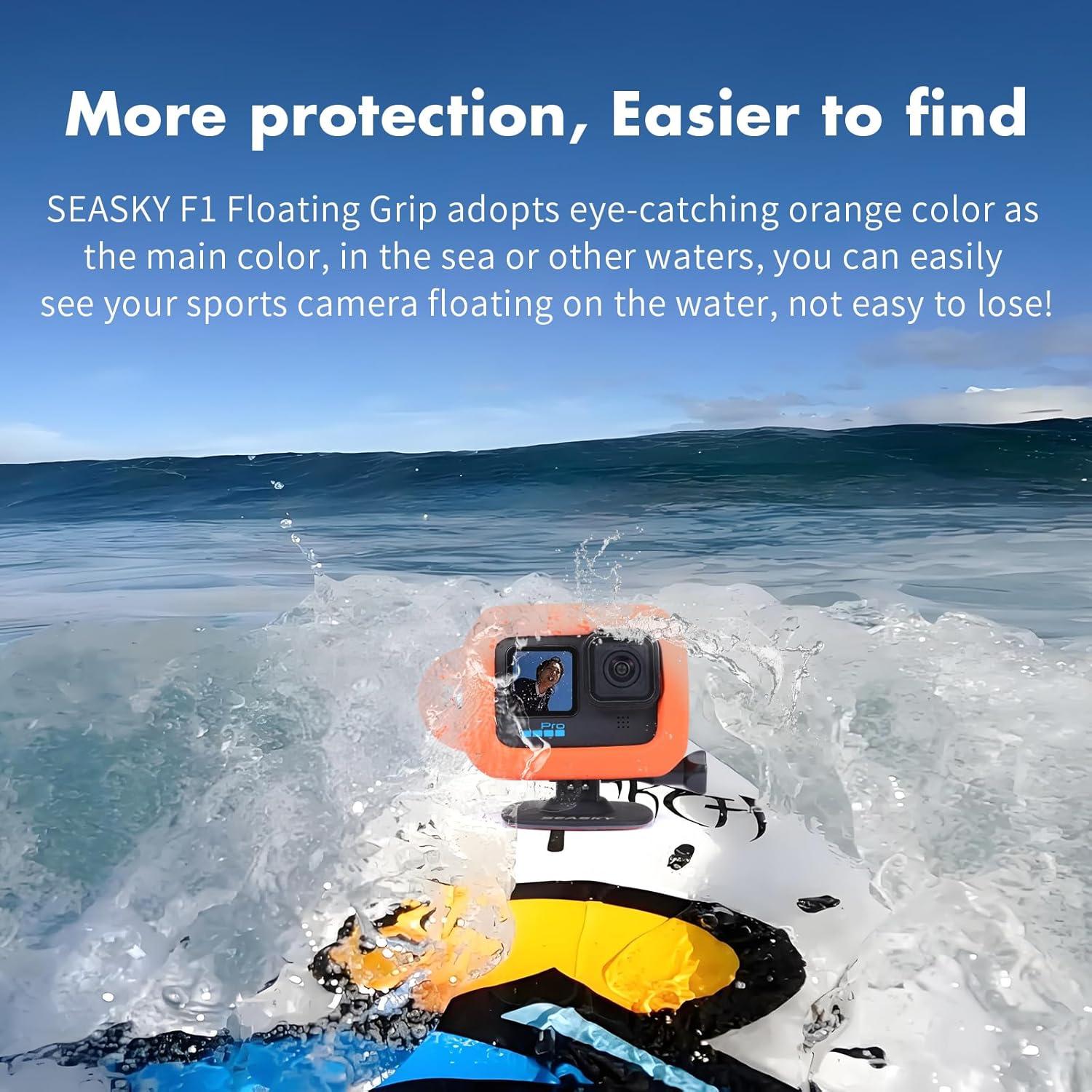 Funda Flotante SEASKY para GoPro Hero 12/11/10/9 + Base Adhesiva