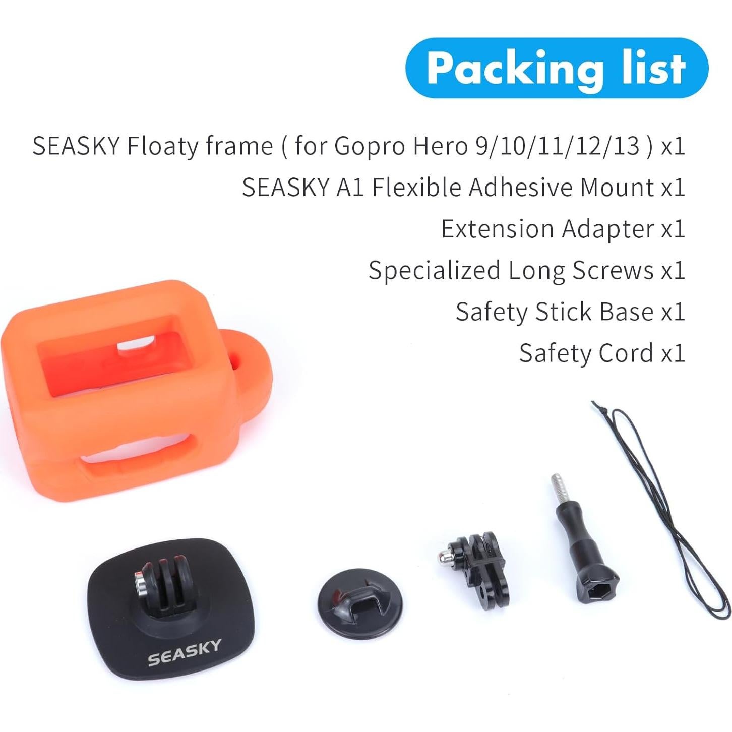 Funda Flotante SEASKY para GoPro Hero 12/11/10/9 + Base Adhesiva