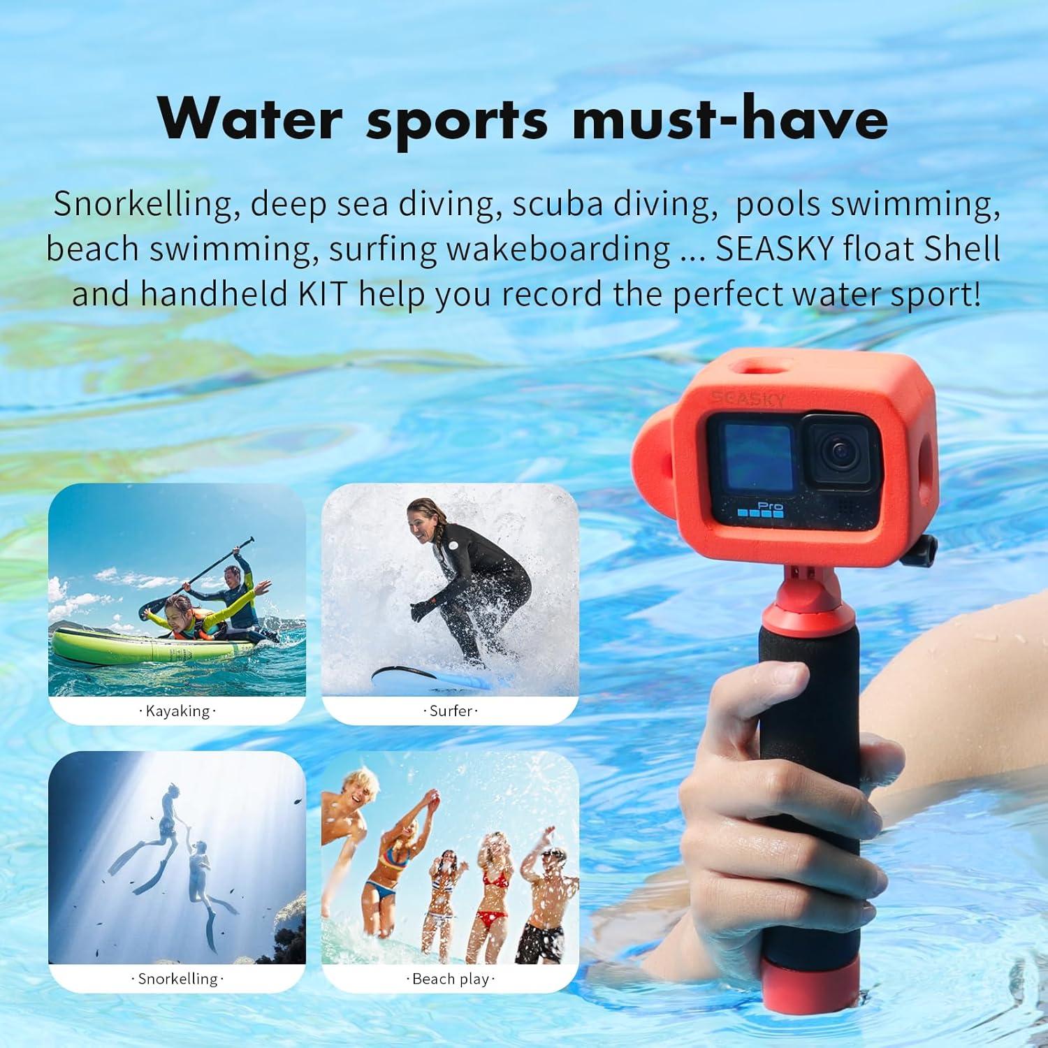 Funda Flotante SEASKY y Mango Flotante F1 para GoPro 13/12/11/10/9