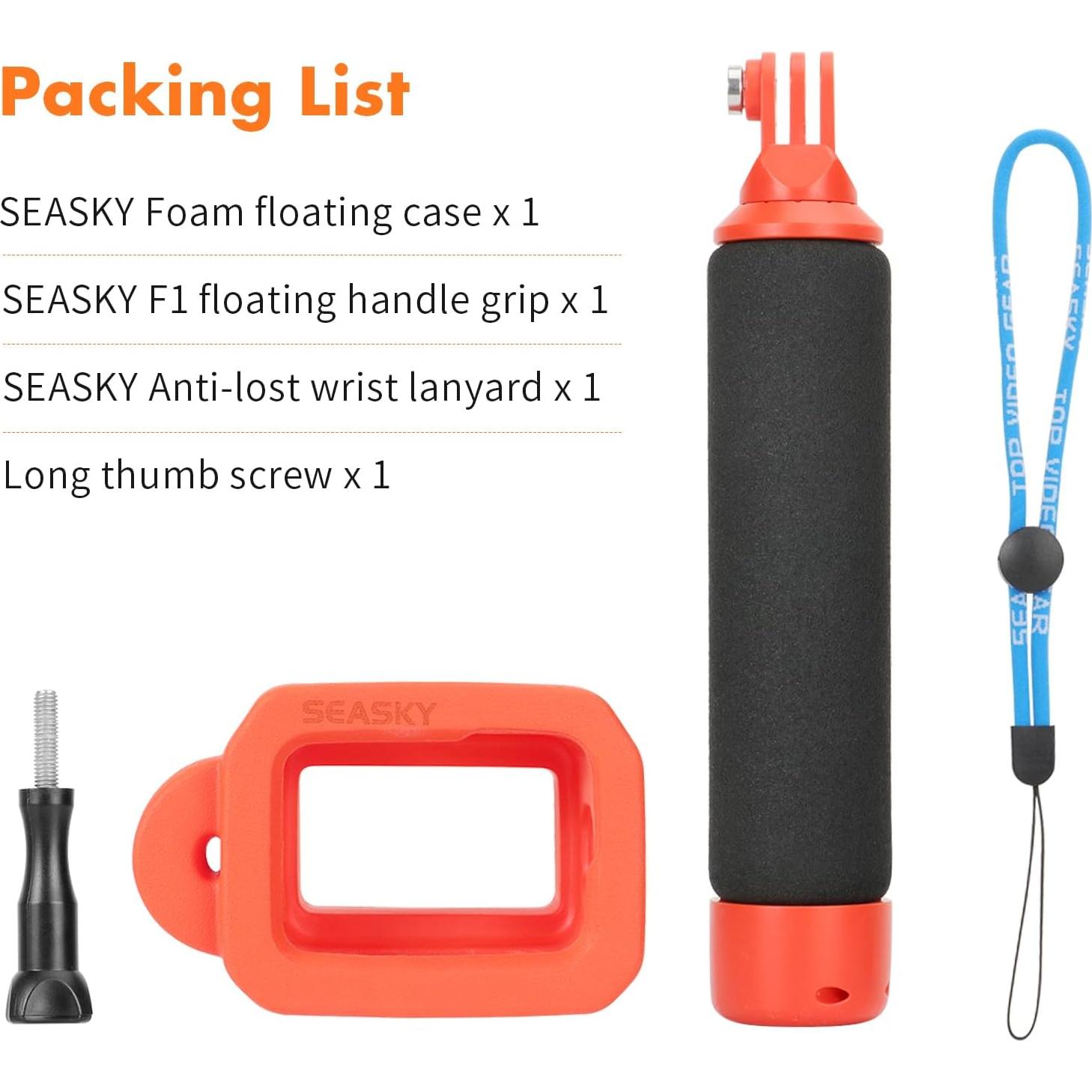 Funda Flotante SEASKY y Mango Flotante F1 para GoPro 13/12/11/10/9