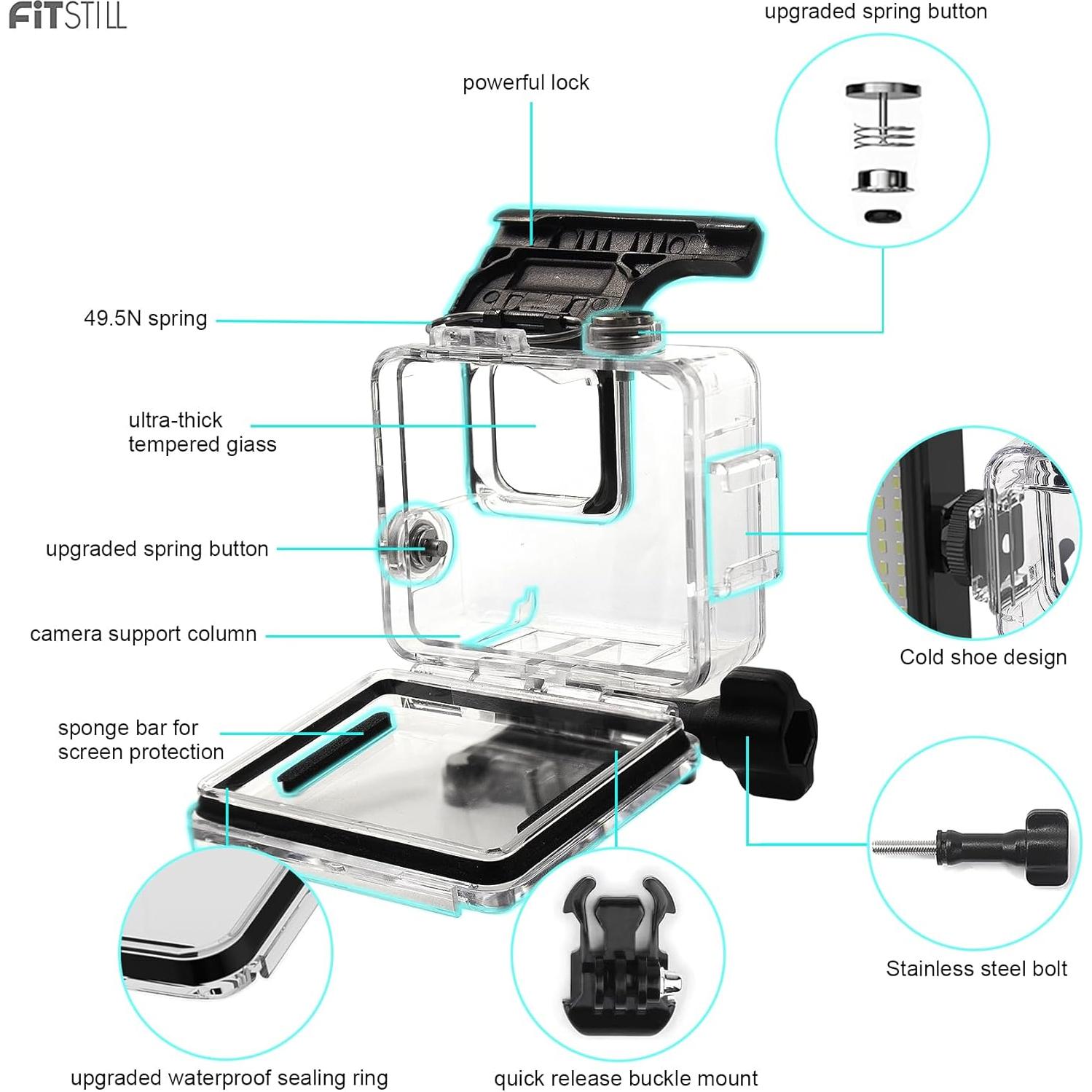 Funda Impermeable FitStill para Go Pro Hero 4K hasta 45M