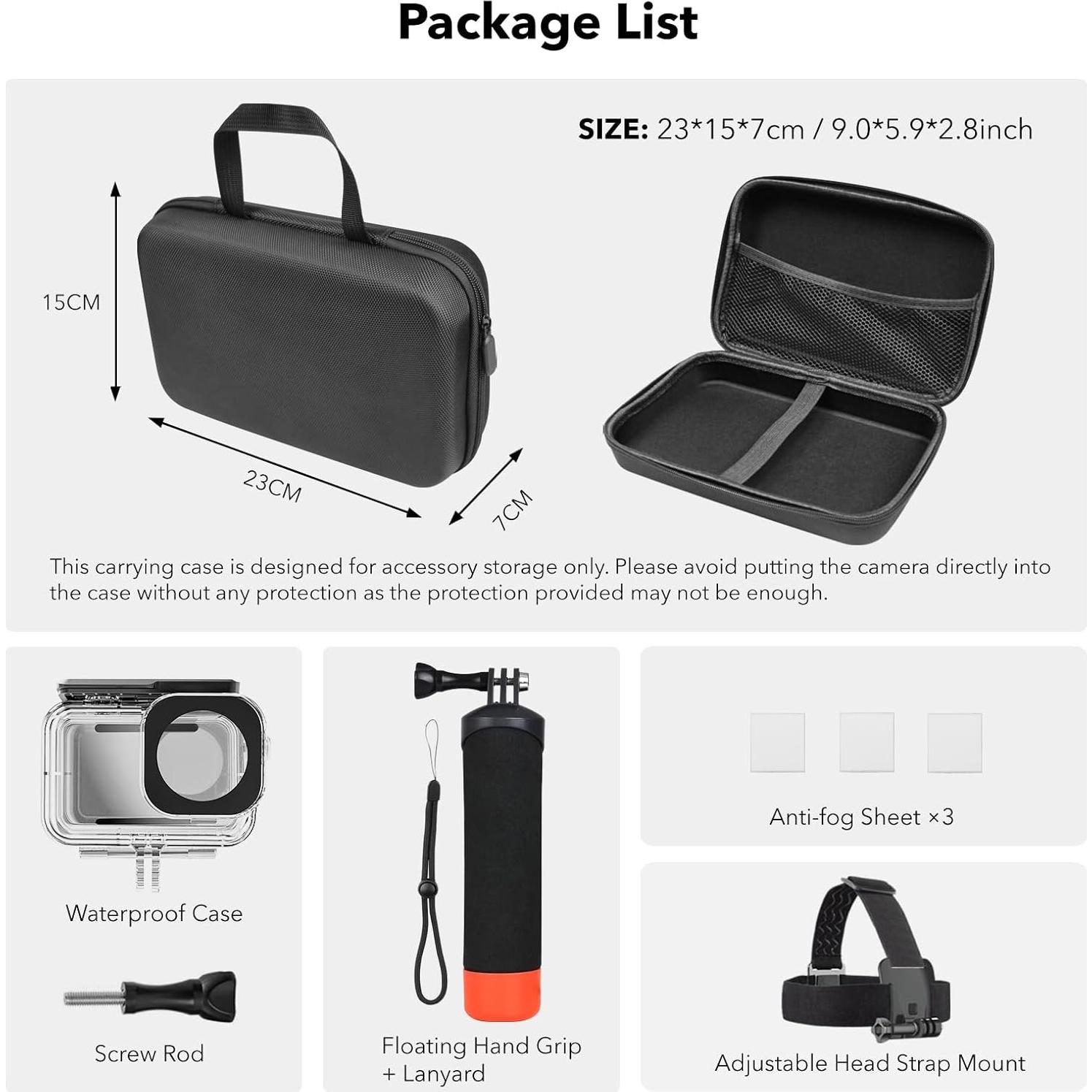 Funda Impermeable JIMOVA para DJI Action 5 Pro/4/3 - Kit de Buceo