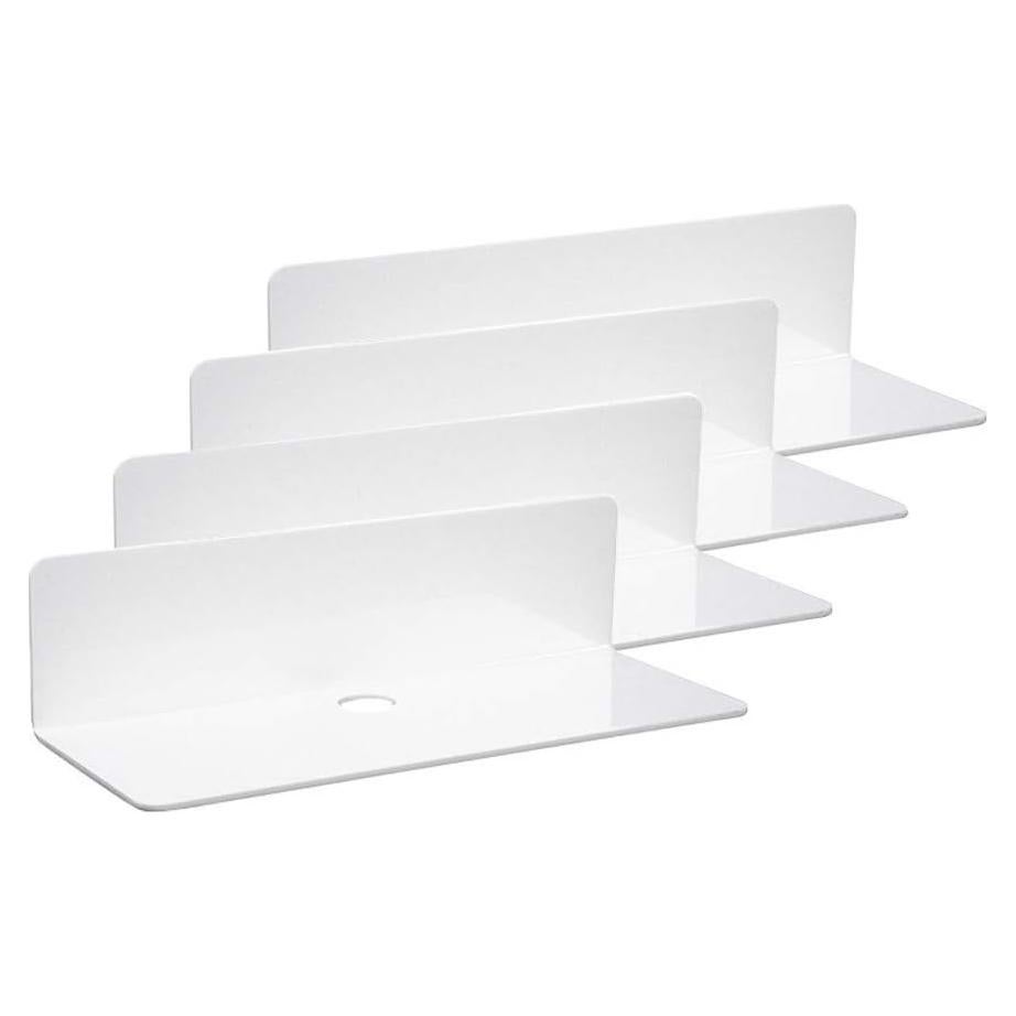 IEEK Juego de 4 Estantes Flotantes Acrílico 22.86x8.89 cm Blanco