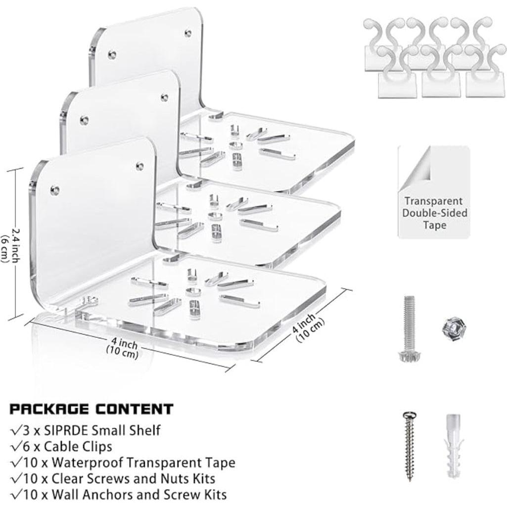 Estante de Pared Acrílico Transparente HM DONSON - Juego de 3 Soportes