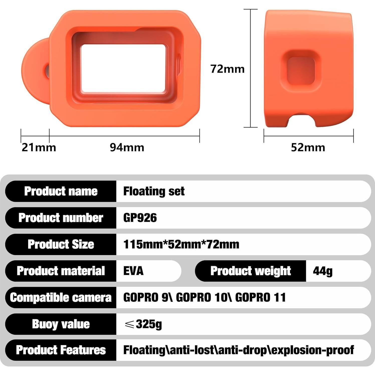 Funda Flotante NUOBAKE para GoPro Hero 13/12/11/10/9 Black